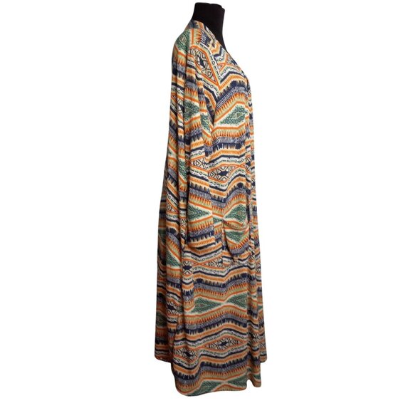 Lularoe Sarah Size XL Longline Open Front Cardigan Pockets Aztec Print NEW - Picture 3 of 8